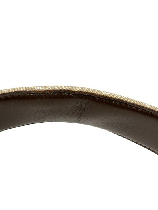 Bvlgari Belt 42 105 Logo Mania Beige White Dark Brown Leather main image 4